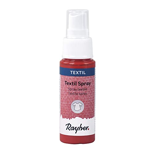 Rayher 35027278 Textil Spray, hellrot, Flasche 50 ml, Textil-Sprühfarbe, farbintensive leuchtende Stofffarbe für helle Textilien, auf Wasserbasis von Rayher