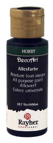 Rayher Acrylfarbe, nachtblau, Allesfarbe matt, Flasche 59 ml, hochpigmentierte, cremige Allzweckfarbe, sehr gute Deckkraft, lichtecht, farbintensiv, wasserfest, schnell trocknend, 38000387 von Rayher