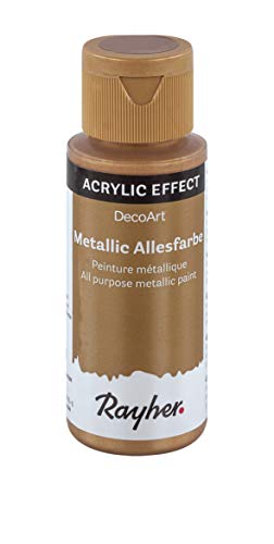 Rayher 38001620 Metallicfarbe, brillant gold, Flasche 59 ml, Acrylfarbe gold von Rayher