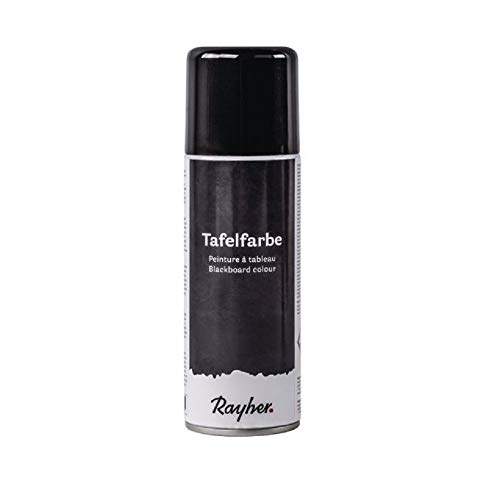 Rayher 38218576 Tafelfarbe-Spray, Sprühdose 200 ml, Tafelfarbe für Kreidetafel, Tafelfarbe zum Aufsprühen, erzeugt eine beschreibbare Fläche für Kreide, schwarz matt von Rayher