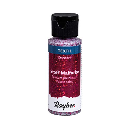 Rayher 38465264 Stoffmalfarbe Extreme Glitter, pink, Flasche 59 ml, Textilfarbe mit Glittereffekt, kein Fixieren erforderlich von Rayher