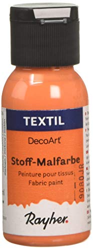 Rayher 38500216 Textil Stoffmalfarbe, Textilfarbe melone, Flasche 34 ml, hochdeckend, cremige Acrylfarbe speziell für Textilien, waschfest von Rayher