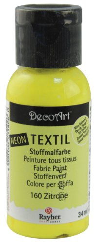 Rayher 38514160 Neon Textil Stoffmalfarbe/Textilfarbe zitone, Flasche 34 ml, hochdeckend, cremige Acrylfarbe speziell für Textilien, waschfest Rayher 38514160 Neon Textil Stoffmalfarbe/Textilfarbe zitone, Flasche 34 ml, hochdeckend, cremige Acrylfarbe speziell für Textilien, waschfest von Rayher