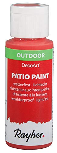 Rayher 38610214 Patio Paint, orangerot, Flasche 59 ml, wetterfeste Acrylfarbe für Den Außenbereich, lichtecht, Farbe für Innen und außen, Outdoor-Farbe von Rayher
