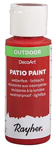 Rayher 38610287 Patio Paint, klassikrot, Flasche 59 ml, wetterfeste Acrylfarbe für Den Außenbereich, lichtecht, Farbe für Innen und außen, Outdoor-Farbe von Rayher
