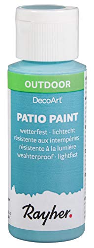 Rayher 38610390 Patio Paint, lagune, Flasche 59 ml, wetterfeste Acrylfarbe für Den Außenbereich, lichtecht, Farbe für Innen und außen, Outdoor-Farbe von Rayher