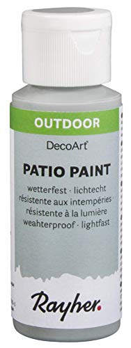 Rayher 38610560 Patio Paint, hellgrau, Flasche 59 ml, wetterfeste Acrylfarbe für Den Außenbereich, lichtecht, Farbe für Innen und außen, Outdoor-Farbe von Rayher