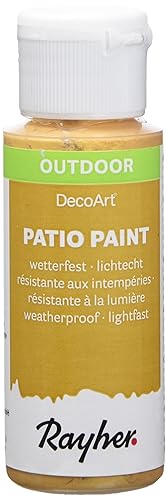 Rayher Hobby Rayher 38610620 Patio Paint, gold, Flasche 59 ml, wetterfeste Acrylfarbe für Den Außenbereich, lichtecht, Farbe für Innen und außen, Outdoor-Farbe, Brilliantgold von Rayher