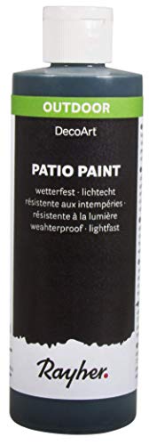 Rayher 38611576 Patio Paint, schwarz, Flasche 236 ml, wetterfeste Acrylfarbe für den Außenbereich, lichtecht, Farbe für innen und außen, Outdoor-Farbe von Rayher