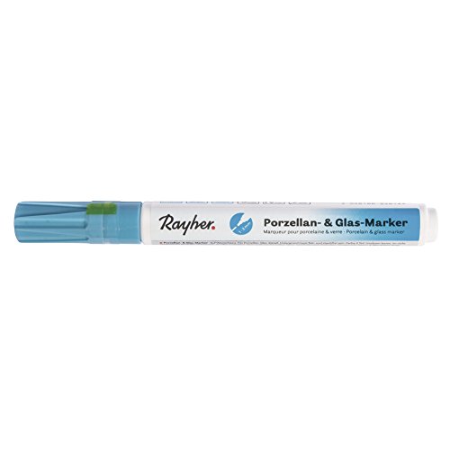 Rayher 38709374 Porzellan&Glas-Marker, 1-2 mm, azurblau von Rayher