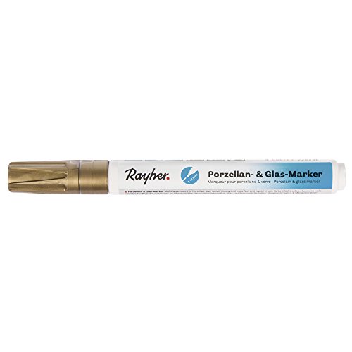 Rayher 38734616 Porzellan&Glas-Marker Effekt, 1-2 mm, gold von Rayher