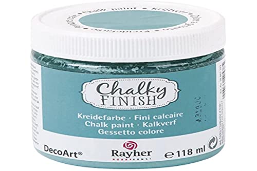 Rayher 38867392 Chalky Finish auf Wasser-Basis, Kreide-Farbe für Shabby-Chic-, Vintage- und Landhaus-Stil-Looks, 118 ml, Ind.türkis von Rayher
