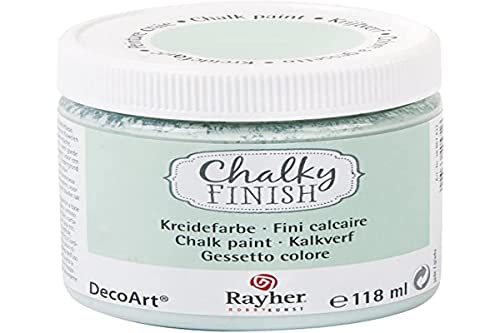 Rayher 38867432 Chalky Finish auf Wasser-Basis, Kreide-Farbe für Shabby-Chic-, Vintage- und Landhaus-Stil-Looks, 118 ml (1er Pack), jade von Rayher