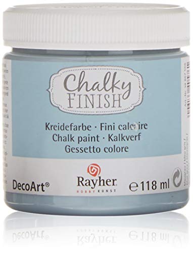 Rayher 38867566 Chalky Finish auf Wasser-Basis, Kreide-Farbe für Shabby-Chic-, Vintage- und Landhaus-Stil-Looks, 118 ml (1er Pack), blaugrau von Rayher