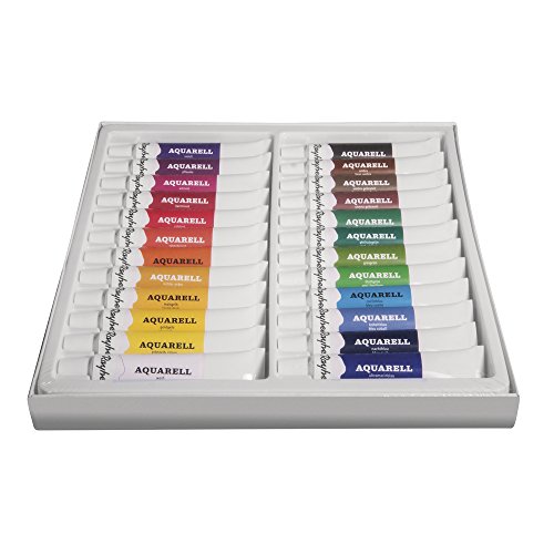 Rayher 38916000 Künstler-Aquarellfarben-Set, 24 Farben, je Tube 12 ml (Set 288ml), ideal für Papier, Pappe, Leinwand, Malkarton, für Einsteiger und Profikünstler von Rayher