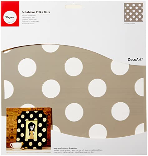 Rayher 38970000 Schablone Polka Dots, 30,5 x 30,5 cm, Punktgröße ca. 3,8 cm, Polyester, lasergeschnitten, biegsam, wiederverwendbar, Malschablone Punkte, Wandschablone Kunststoff Rayher 38970000 Schablone Polka Dots, 30,5 x 30,5 cm, Punktgröße ca. 3,8 cm, Polyester, lasergeschnitten, biegsam, wiederverwendbar, Malschablone Punkte, Wandschablone Kunststoff von Rayher
