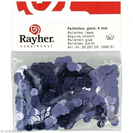 Rayher - 3926709 - Pailletten, 6 mm, glatt, SB-Btl. 1000 Stück, m.blau von Rayher