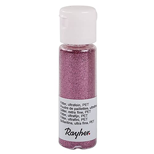 Rayher 39420264 Flitter, ultrafein, PET, Fläschchen 20 ml, pink von Rayher