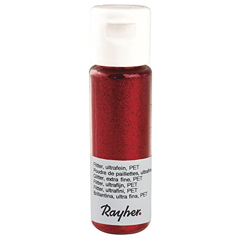 Rayher 39420287 Flitter, ultrafein, PET, Fläschchen 20 ml, klassikrot von Rayher