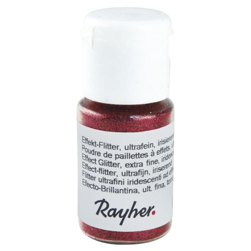 Rayher 39421286 Effekt-Flitter, ultrafein, irisierend, PET, Fläschchen 10 ml, kirschrot von Rayher