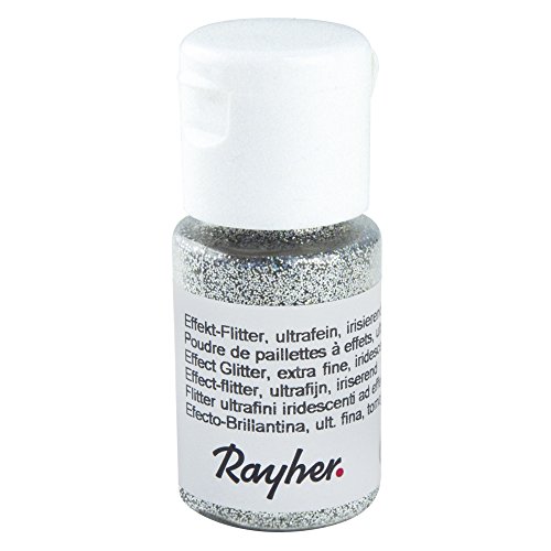 Rayher 39421610 Effekt-Flitter, ultrafein, irisierend, PET, Fläschchen 10 ml, brillant silber von Rayher