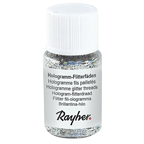 Rayher 39423610 Hologramm-Flitterfäden, 0,3x1,65 mm, PET, Fläschchen 1 von Rayher