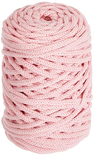Rayher Braidy Recycling Garn, geflochten, 4 mm ø, puderrosa, Knäuel ca. 60 m (250 g), Knüpfgarn, Macrameegarn, 42010270 von Rayher