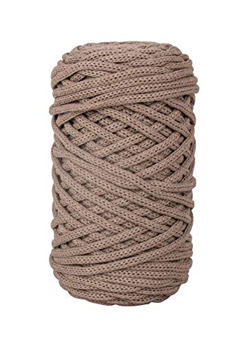 Rayher Braidy Recycling Garn, geflochten, 4 mm ø, taupe, Knäuel ca. 60 m (250 g), Knüpfgarn, Macrameegarn, 42010509 von Rayher