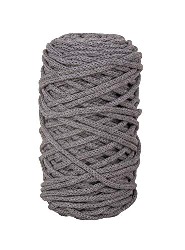 Rayher Braidy Recycling Garn, geflochten, 4 mm ø, steingrau, Knäuel ca. 60 m (250 g), Knüpfgarn, Macrameegarn, 42010558 von Rayher