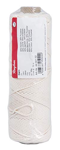 Rayher Garn, 2 mm ø, weiß, Spule 70 m, ca. 180 g, 80 % Baumwolle, 20 % Polyester, Baumwollgarn, Baumwollkordel, Makramee Garn, Kettgarn, Schnur, Kordel zum Basteln, für Wandbehänge, 4400102 Rayher Garn, 2 mm ø, weiß, Spule 70 m, ca. 180 g, 80 % Baumwolle, 20 % Polyester, Baumwollgarn, Baumwollkordel, Makramee Garn, Kettgarn, Schnur, Kordel zum Basteln, für Wandbehänge, 4400102 von Rayher