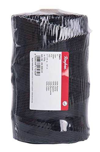 Rayher Garn, 3,7 mm ø, Spule 141 m, ca. 500 g, 80 % Baumwolle 20 % Polyester, Baumwollgarn, Baumwollkordel, Makramee Garn, Kettgarn, Schnur, Kordel zum Basteln, für Wandbehänge, schwarz, 4400501 Rayher Garn, 3,7 mm ø, Spule 141 m, ca. 500 g, 80 % Baumwolle 20 % Polyester, Baumwollgarn, Baumwollkordel, Makramee Garn, Kettgarn, Schnur, Kordel zum Basteln, für Wandbehänge, schwarz, 4400501 von Rayher