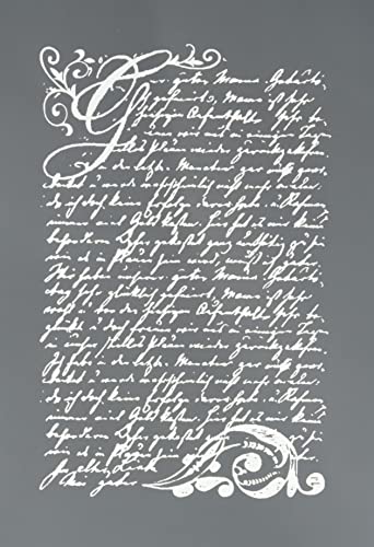 Rayher 45067000 Schablone Motiv: Vintage Poesie, DIN A5, 14,8 x 21 cm, mit Rakel, Siebdruck-Schablone, Malschablone, selbstklebend, polyester von Rayher