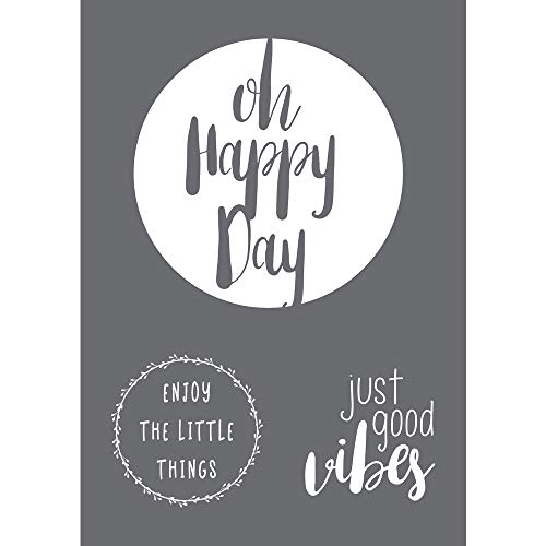 Rayher 45098000 Schablone Happy Day, Format DIN A4, mit Rakel, Siebdruck-Schablone, Malschablone, selbstklebend, Grau Rayher 45098000 Schablone Happy Day, Format DIN A4, mit Rakel, Siebdruck-Schablone, Malschablone, selbstklebend, Grau von Rayher