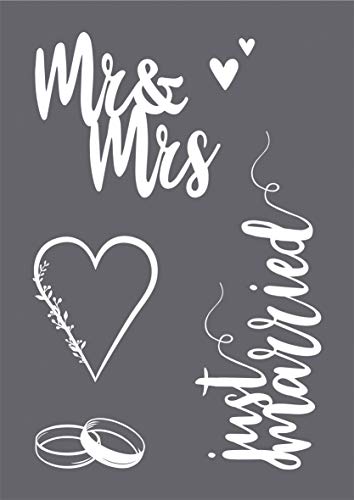 Rayher 45127000 Schablonen Set Hochzeit mit selbstklebender Siebdruck-Schablone und Rakel für Papiergestaltung, Scrapbooking und Textiles Gestalten, A4, Farblos Rayher 45127000 Schablonen Set Hochzeit mit selbstklebender Siebdruck-Schablone und Rakel für Papiergestaltung, Scrapbooking und Textiles Gestalten, A4, Farblos von Rayher