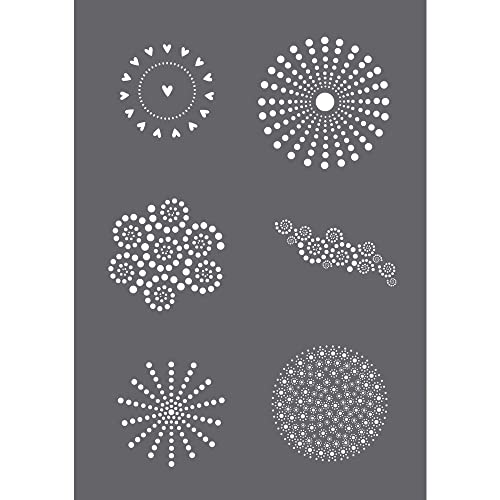 Rayher 45135000 Siebdruck-Schablone Dots, A5, 1 Schablone mit 6 Motiven + 1 Rakel, für tolle Prints auf Textil, Holz, Beton etc. von Rayher