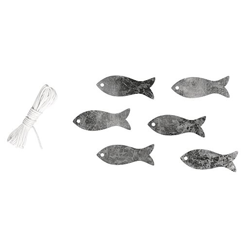 Rayher 46038000 Metall-Fische mit Kordel, 2m Kordel + 6 Fische, SB-Btl von Rayher