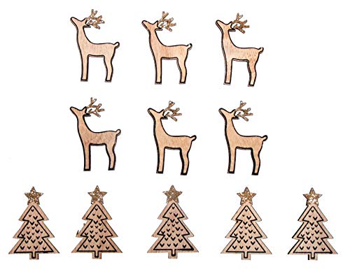 Rayher 46549000 Holz Streuteile Christbaum+Hirsch, 3x4.5cm, Sortiert, SB-Btl 10Stück, Streudeko, Normal Rayher 46549000 Holz Streuteile Christbaum+Hirsch, 3x4.5cm, Sortiert, SB-Btl 10Stück, Streudeko, Normal von Rayher