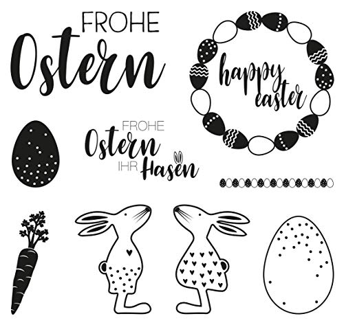 Rayher 50245000 Clear Stamps Osterfreunde, Bogen 102,5 x 97 mm, 9 Motive, klar, transparent, durchsichtig, Silikonstempel, Stempel Ostern, Sb-btl. 1bogen von Rayher