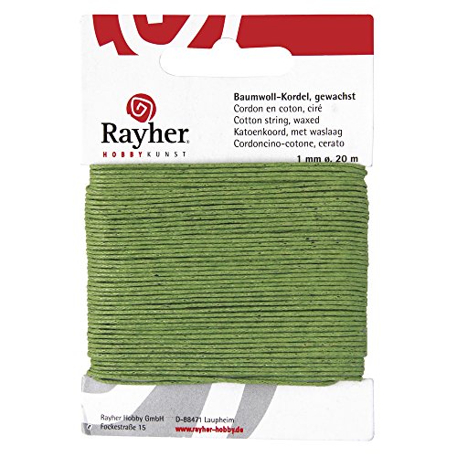 Rayher 5169111 Baumwollkordel, gewachst, 1mm, SB-Karte 20 m, h.grün Rayher 5169111 Baumwollkordel, gewachst, 1mm, SB-Karte 20 m, h.grün von Rayher