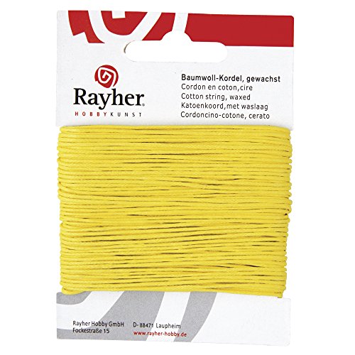 Rayher 5169120 Baumwollkordel, gewachst, 1mm, SB-Karte 20 m, gelb Rayher 5169120 Baumwollkordel, gewachst, 1mm, SB-Karte 20 m, gelb von Rayher