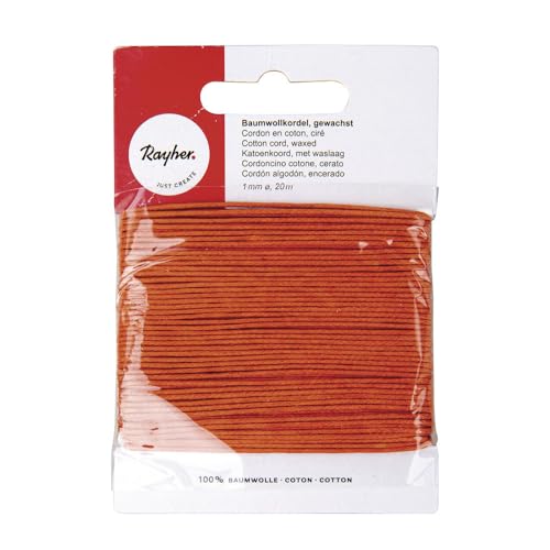 Rayher 5169134 Baumwollkordel, gewachst, orange, ø 1mm, 20 m Rayher 5169134 Baumwollkordel, gewachst, orange, ø 1mm, 20 m von Rayher