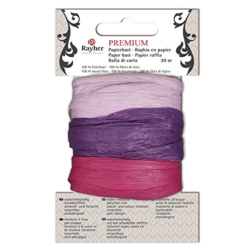 Rayher 52015000 Premium Papierbast, aus 100% Holzfaser, je Fb.10m, Karte 30m, Flieder/lila/pink Rayher 52015000 Premium Papierbast, aus 100% Holzfaser, je Fb.10m, Karte 30m, Flieder/lila/pink von Rayher