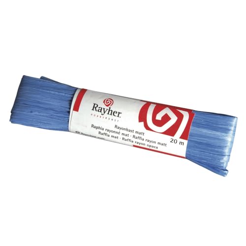 Rayher Rayonbast, matt, Strang 20 m, d.blau, Bast zum Basteln, Geschenkbast, 5214910 von Rayher