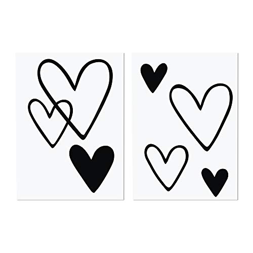 Rayher 53979576 Bügel-Transferfolie Motiv Herz, schwarz, 2 Bögen mit 6 Herzen 3,7-11 x 4-12 cm, T-Shirtfolie zum Aufbügeln, Bügelfolie, Textil-Bügelfolie Motiv Herz von Rayher