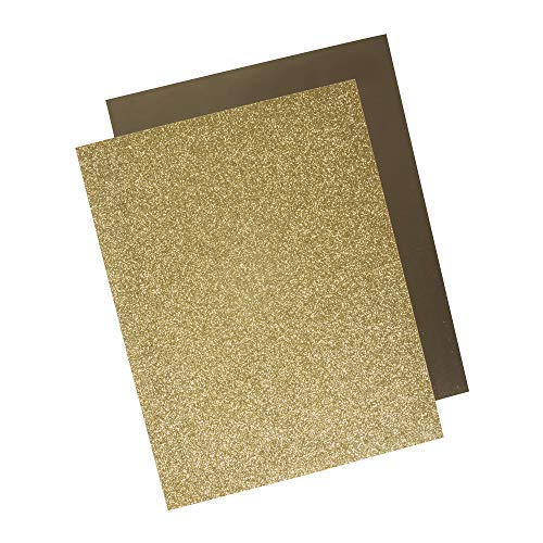 Rayher 53988616 Metallic Bügel-Transferfolie, gold, 2 Bogen je 21,5 x 28 cm, T-Shirtfolie zum Aufbügeln, Textil-Bügelfolie von Rayher