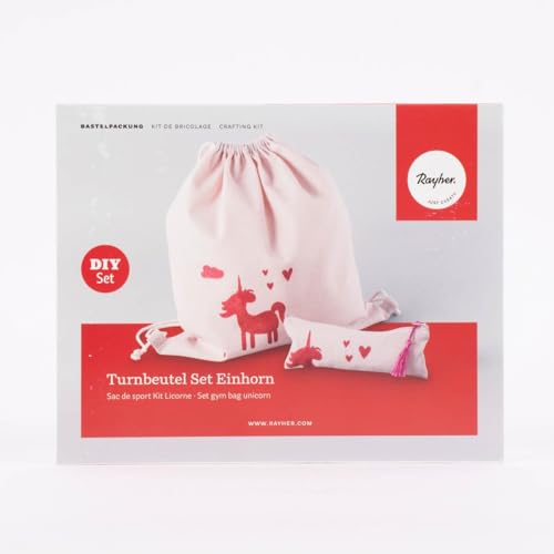 Rayher 53994000 Turnbeutel Einhorn Bastelpackung, 38 x 42 cm und Stiftetasche, 21 x 8 cm mit Schablone, Quaste, Farbe und Malschwamm zum Verzieren, rosé Rayher 53994000 Turnbeutel Einhorn Bastelpackung, 38 x 42 cm und Stiftetasche, 21 x 8 cm mit Schablone, Quaste, Farbe und Malschwamm zum Verzieren, rosé von Rayher
