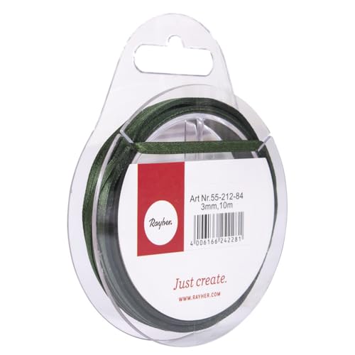 Rayher 5521284 Satinband, 3mm, SB-Rolle 10m, antikgrün Rayher 5521284 Satinband, 3mm, SB-Rolle 10m, antikgrün von Rayher