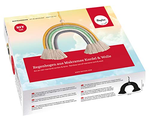 Rayher 55946999 Bastelpackung Makramee Regenbogen, Kordel und Wolle, ca. 25 x 20 cm, Regenbogen Dekoration Rayher 55946999 Bastelpackung Makramee Regenbogen, Kordel und Wolle, ca. 25 x 20 cm, Regenbogen Dekoration von Rayher