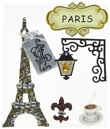 Rayher Hobby Rayher 58442000 Deko-Sticker „Paris“ in 3D-Optik, mit Klebepunkt, 5 Motive aus speziellen Materialien von Rayher