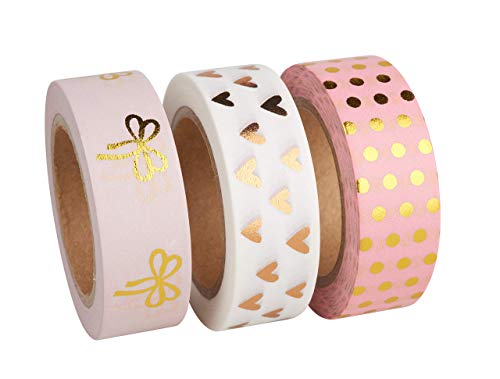 Rayher Hobby Rayher Hobby Rayher 60893000 Washi Tape Set, 3 Rollen á 10 m, 15 mm breit, 3 Designs rosé/gold/weiß gemustert, Papierfolie, Papierband, Klebeband, Dekoband Rayher Hobby Rayher Hobby Rayher 60893000 Washi Tape Set, 3 Rollen á 10 m, 15 mm breit, 3 Designs rosé/gold/weiß gemustert, Papierfolie, Papierband, Klebeband, Dekoband von Rayher